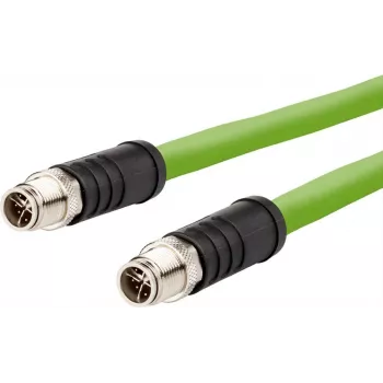 METZ CONNECT M12 X-kódovaný propojovací kabel, SF/UTP CAT 6a, 2,0 m, zelený, bez halogenů, vhodný pro energetické řetězy