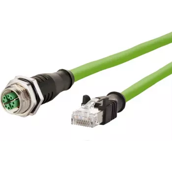 Síťový kabel METZ CONNECT Cat6a M12 na RJ45, 1 m, zelený, S/FTP, bezhalogenový