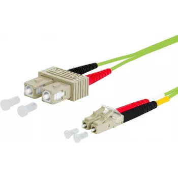 METZ CONNECT OpDAT patch kabel SC-Duplex / LC-Duplex OM5, 3,0 m, limetkově zelený