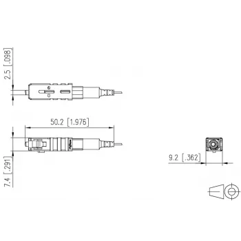 METZ CONNECT SC/UPC samec OS2 Single-Mode konektor, béžové pouzdro, modrá ochrana ohybu, 20 ks balení