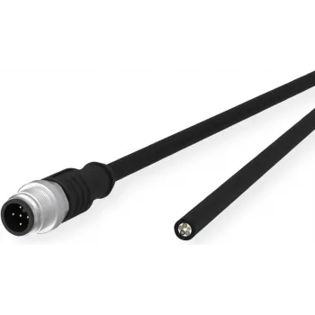 METZ CONNECT Network Cable 5-pin M12-A (S) to Unterminated 1 m Unshielded Halogen-free Stranded A-coded Black