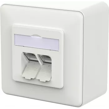 Nástěnná zásuvka METZ CONNECT E-DAT C6A IDC, dopravní bílá - síťové příslušenství