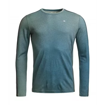 Funkční spodní tričko s dlouhým rukávem Ortovox 185 Rock'N'Wool Print LS - AOP Green Sage, velikost M
