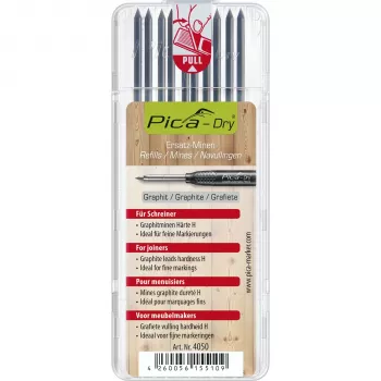 Náhradní tuhy Pica DRY pro tesaře - 9 tuh (grafit, červená, žlutá) 2,8 mm