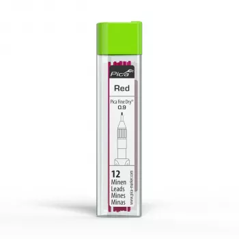 Náhradní tuhy PICA-MARKER Pica Fine-Dry červená - 8 tuh, 2,8 mm, 125 mm