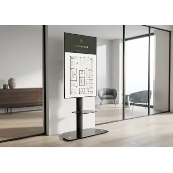 celexon Professional Adjust-3270MP mobilní stojan na displej na výšku pro obrazovky 32-70 inch, eloxovaný hliník, matné sklo, černá