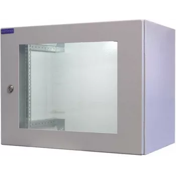 RESISTER 19 inch síťový rozvaděč Pro Aktiv - IP54/IP55 - prosklená dvířka - 12U - 600x600 mm - aktivní ventilátor - filtr - světle šedá (RAL 7035)