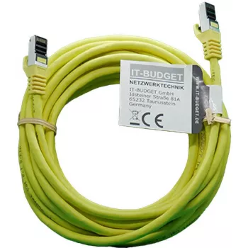 Patch kabel IT-BUDGET Full Copper Premium - Flex AWG 26 - Cat.8.1 - 2000 MHz - bez halogenů - PoE+ - 40 Gbit - žlutý - 5 m