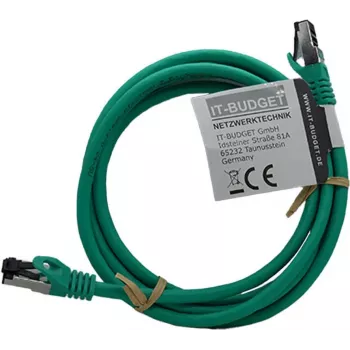 IT-BUDGET Full Copper Premium patch kabel - Flex AWG 26 - Cat.8.1 - 2000 MHz - bez halogenů - PoE+ - 40 Gbit - zelený - 2 m