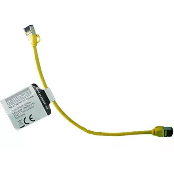 IT-BUDGET Full Copper Premium patch kabel - Slim AWG 28 - Cat.8.1 - 2000 MHz - bez halogenů - PoE+ - 40 GBit - žlutý - 0,15 m