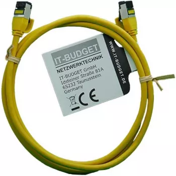 IT-BUDGET Full Copper Premium patch kabel - Slim AWG 28 - Cat.8.1 - 2000 MHz - bez halogenů - PoE+ - 40 Gbit - žlutý - 1 m