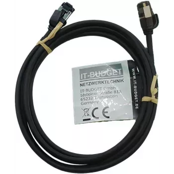 Patch kabel IT-BUDGET Full Copper Premium - Slim AWG 28 - Cat.8.1 - 2000 MHz - bez halogenů - PoE+ - 40 Gbit - černý - 2 m
