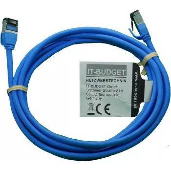 Síťový kabel IT-BUDGET Full Copper Premium Slim AWG 28 Cat.8.1 2000 MHz bez halogenů PoE+ 40 Gbit, modrý, 3 m