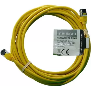 Síťový kabel IT-BUDGET Full Copper Premium Slim AWG 28 Cat.8.1 2000 MHz bez halogenů PoE+ 40 Gbit, žlutý, 5 m (90ITBSLIM81PK5Y)