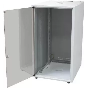 IT-BUDGET 19 inch síťový rozvaděč SJB - 18U - 600x600 mm - skleněné dveře - zadní panel - světle šedý (W-3987-01-04-011-BBL)