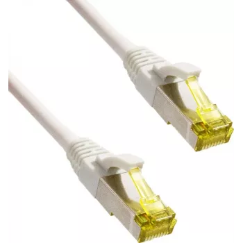 Síťový kabel IT-BUDGET Full Copper Premium Super Flex TPE Cat.6A s kabelem Cat.7, 600 MHz, bez halogenů, PoE+, 10 Gbit, bílý, 0,15 m (90ITBFLEX6A7PK015W)