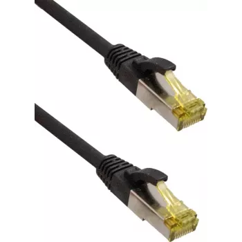 Síťový kabel IT-BUDGET Full Copper Premium Super Flex TPE Cat.6A s kabelem Cat.7, 600 MHz, bez halogenů, PoE+, 10 Gbit, černý, 0,50 m
