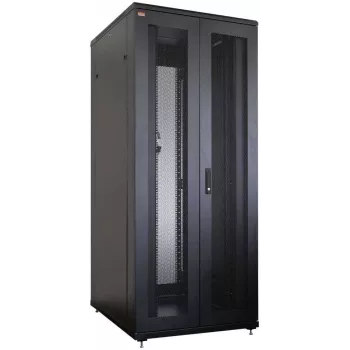 IT-BUDGET 19 inch síťový rozvaděč SRK - 42U - 800x800 mm - perforované dvojité dveře vpředu i vzadu - kabelové kanály - Flatpack - černý (RAL 9005)