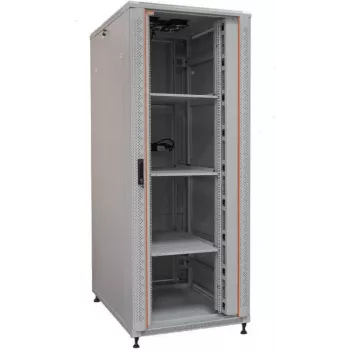 IT-BUDGET 19 inch síťový rozvaděč SRK kompletní sada 42U 800x800 mm skleněné/ocelové dveře 4 ventilátory PDU police Flatpack světle šedý (90ITB19SRK4288GG)