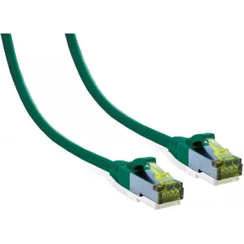 Propojovací kabel IT-BUDGET Full Copper Premium Cat.6A s Cat.7 kabelem 600 MHz bez halogenů PoE+ 10 Gigabit, zelený, 1 m