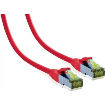 Propojovací kabel IT-BUDGET Premium Cat.6A s Cat.7 kabelem 600 MHz LSZH PoE+ 10GBit, červený, 1 m
