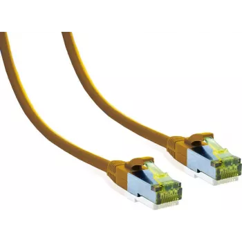 Propojovací kabel IT-BUDGET Full Copper Premium Cat.6A s Cat.7 kabelem 600 MHz bez halogenů PoE+ 10GBit, žlutý, 10 m