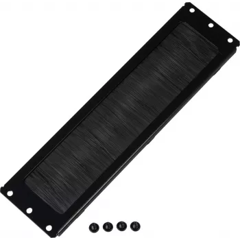 Rockstable panel pro prostup kabelů se štětinovou těsnicí lištou - panel pro vedení kabelů - černý - 276 mm - 73 mm - 10 mm - 180 g (RS19-CEBM)