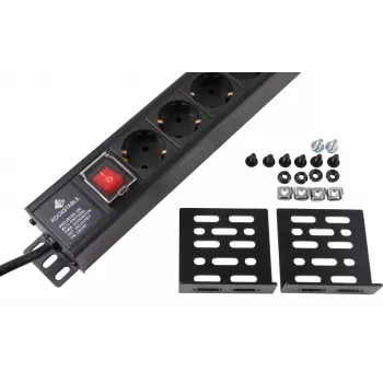 Rockstable 15zásuvková přepěťová ochrana - rozbočovač napájení - černá - 1U - 2 m - 125/250 V - 50-60 Hz (RS19-15PDU)
