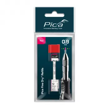 Náhradní tuhy PICA-MARKER Pica Fine-Dry červené - 10 tuh, 2,8 mm, 125 mm, blistr