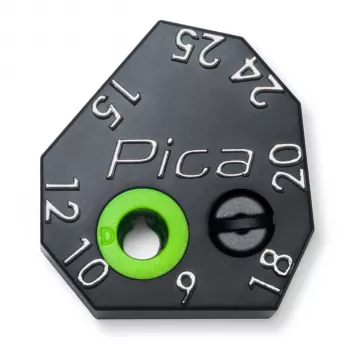 PICA-MARKER Pica Scriber Block – černá ABS plastová pomůcka pro značení s ořezávátkem, kružítkem, vedením pro rovnoběžné a hloubkové značení pro automatickou tužku Pica-Dry Longlife