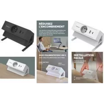 Přepěťová ochrana Fellowes Power Desk, typ E, černá