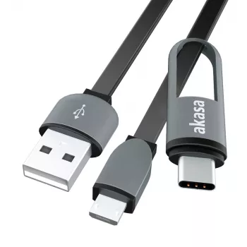Akasa AK-CBUB35-10BK USB 2.0 kabel – USB A na Micro-USB B s adaptérem USB-C – 1 m – černý