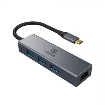 Akasa USB Type-C 4v1 hub s Ethernetem 1 x RJ45 3 USB-A USB 3.2 Gen 1