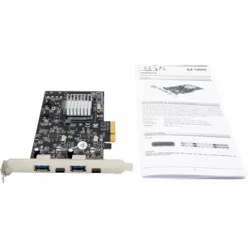 EXSYS EX-12005 PCI Express USB 3.2 Gen 2 (10 Gbps) 2portová hostitelská karta USB-A s low-profile bracketem