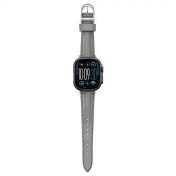 AMAZINGTHING Class Band Leather Watch Strap for Apple Watch 45/46/49 mm - Grey