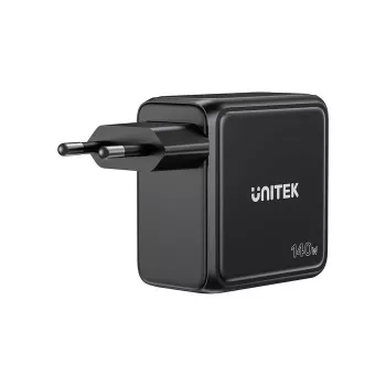 UNITEK GaN nabíječka s displejem 140W 3xUSB-C 1xUSB-A PD3.0 QC4.0 černá