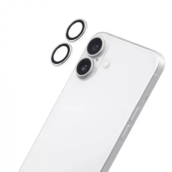 LAUT Ring Camera Lens Protector pro Apple iPhone 16 / 16 Plus – prémiové tvrzené sklo, tvrdost 9H, čiré s černým prstencem