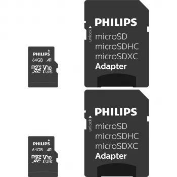 MicroSDXC karta Philips 2pack 64 GB Class 10 UHS-I U1 včetně adaptéru
