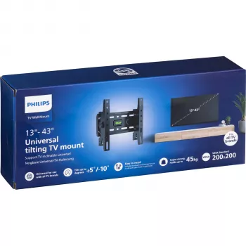 Philips univerzální naklápěcí nástěnný držák TV 13-43 inch, 45 kg, černý