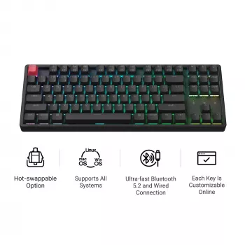 Klávesnice Keychron K8X-J3 80% TKL Brown Switch RGB Hot-Swap, černá