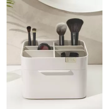 Joseph Joseph Viva Make Me Up Set: Makeup Organiser with Magnetic Drawer and 2-in-1 Compact Mirror (75007)