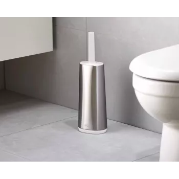 Joseph Joseph Flex 70517 Stainless Steel Toilet Brush with Silicone Head, Silver/Grey