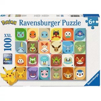 RAVENSBURGER dětské puzzle Pokémon Faces (100 dílků)