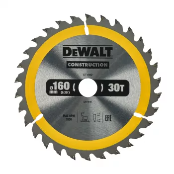 DEWALT TCT kotouč do okružní pily 160x20mm 30T +10° úhel čela 16mm kroužek