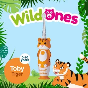 BRUSH BABY Wild Ones sonický zubní kartáček pro děti 0-10 let tygr
