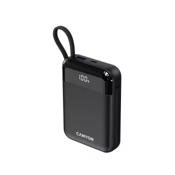 Canyon OnPower 104 10000 mAh Power Bank with USB-C and Lightning Cable Black