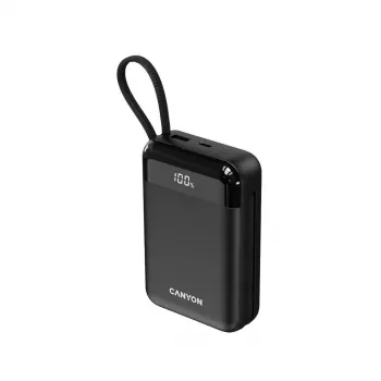 Canyon OnPower 204 20000 mAh Power Bank with USB-C and Lightning Cables, Black