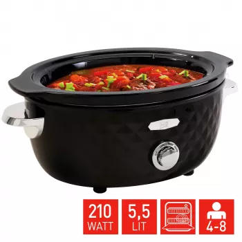 Pomalý hrnec FRITEL Family 5,5 litru 210W černý/chrom