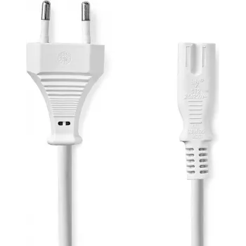 Nedis napájecí kabel - euro samec na IEC-320-C7, 3,00 m, rovný, plochý, PVC, bílý