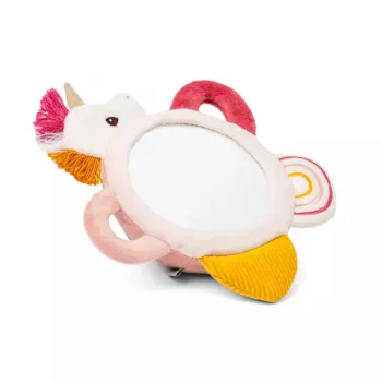 Lilliputiens aktivní zrcátko Lena the Unicorn s držadly, senzorická hračka pro miminka 3m+